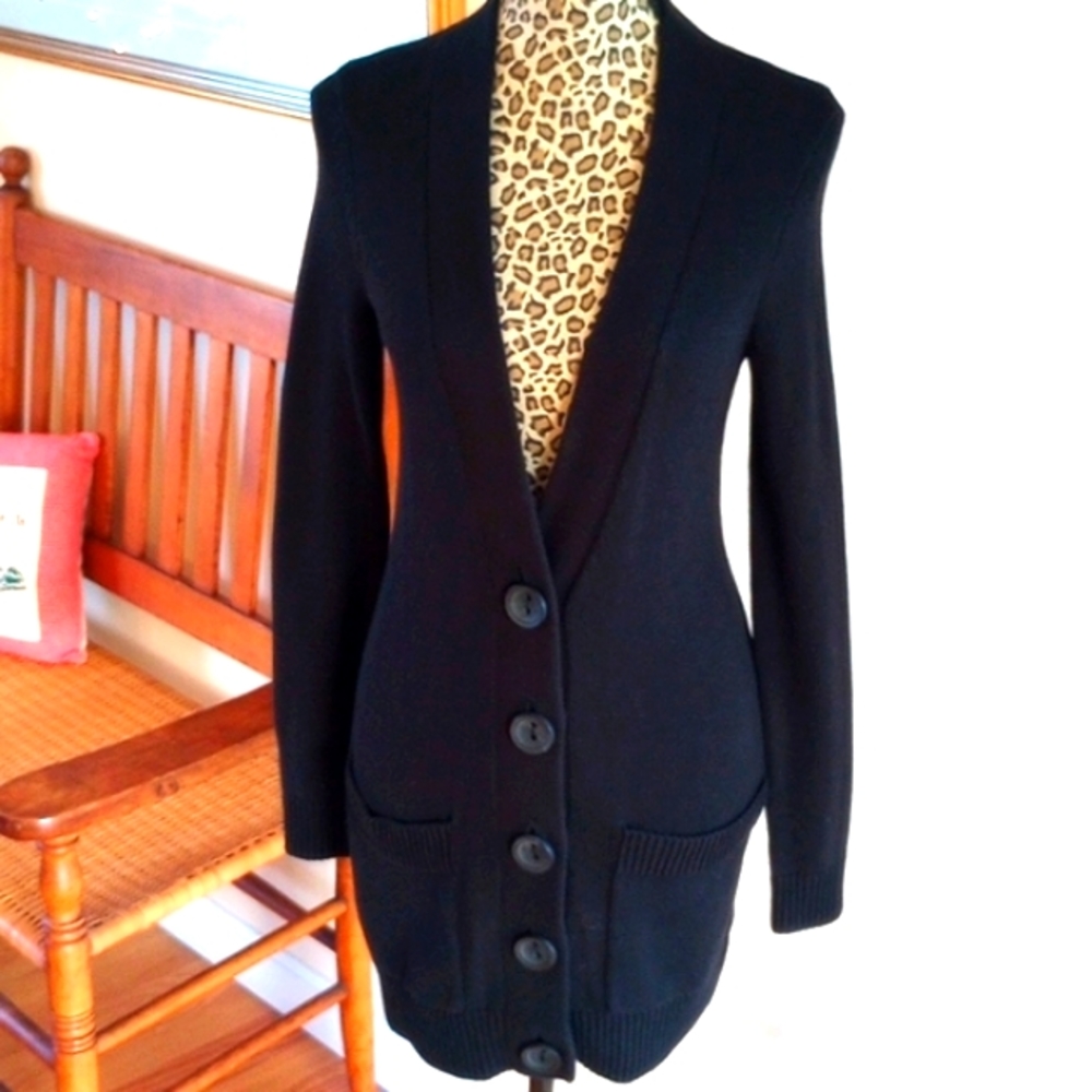 Spring+Mercer Ladies Long Cardigan Size:S Color:Black - Picture 5 of 8